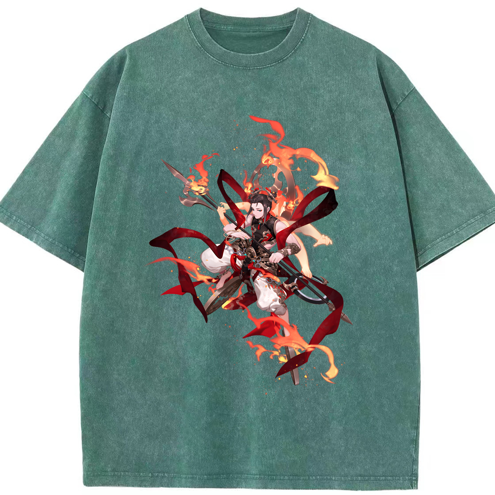 （画像用） Ne Zha 2 ナタ 魔童の大暴れ 綿100% ヴィンテージ風 半袖Tシャツ（フロントプリント）